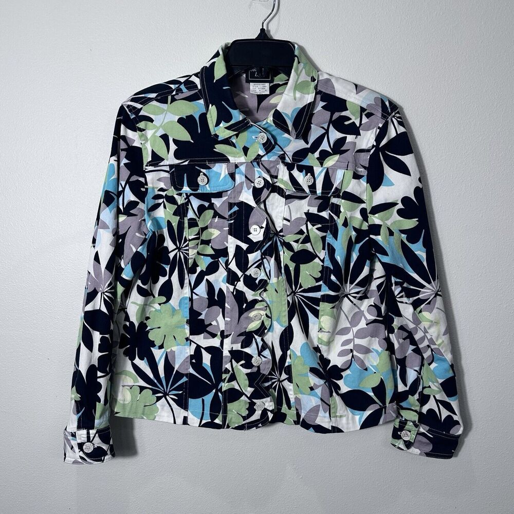 Southern Lady Button Front Jacket‎ Womans Size Med Floral Print Multicolor Boho